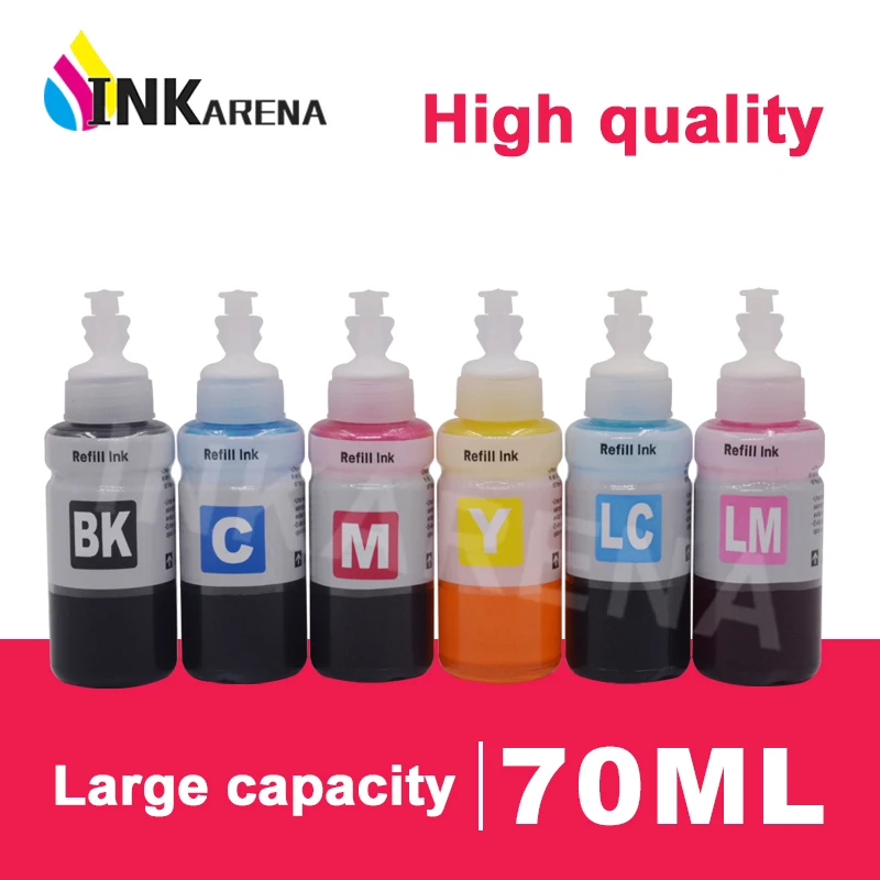 INKARENA 6 бутылок x 70 мл T6741 стандартный набор чернил на водной основе для Epson L800 L801 L810