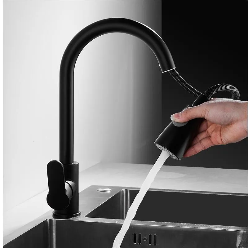 Vidric Blacken Brass Kitchen Faucet Pull out Side Sprayer Single Handle Mixer Tap Sink Faucet 360 Rotation Kitchen Faucets