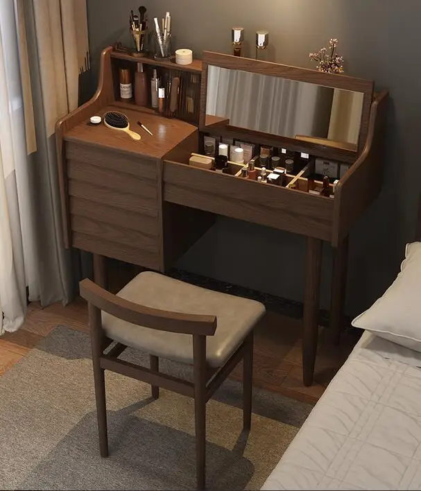 Dressing Table Solid Wood Makeup Table Modern Simple Bedroom Small Family Clamshell Storage