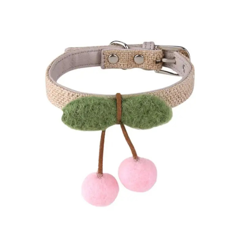 Cat Collar Cherry Designed Adjustable Buckle Bow Tie Hand Knitted Cute Kitten Cat Neck Ring Stylish Cat Photo Prop Cat Collar Cherry Designed Adjustable Buckle Bow Tie Hand Knitted Cute Kitten Cat Neck Ring Stylish Cat Photo Prop