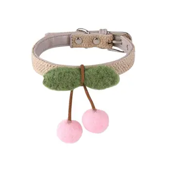 

Cat Collar Cherry Designed Adjustable Buckle Bow Tie Hand Knitted Cute Kitten Cat Neck Ring Stylish Cat Photo Prop