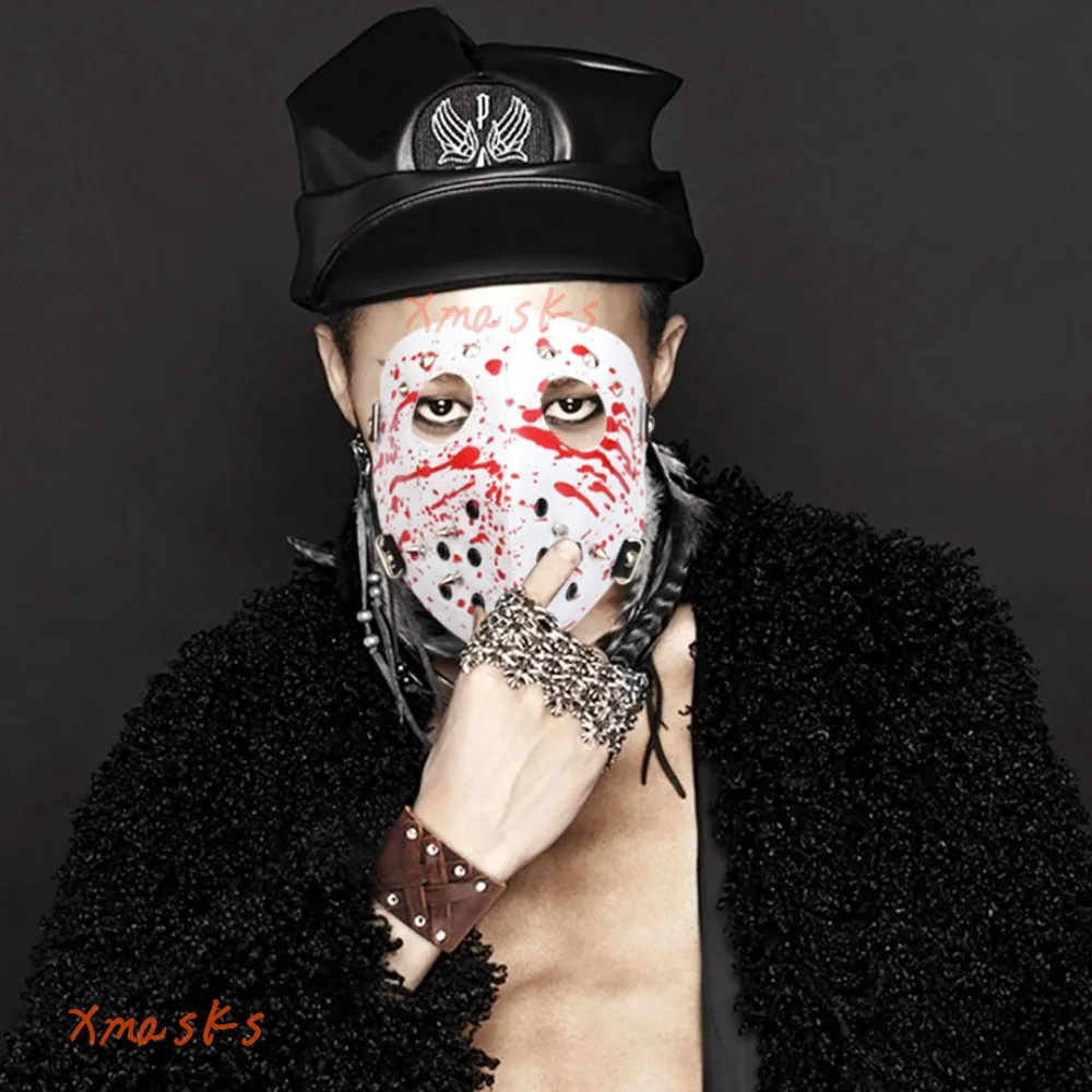 Windproof Riding Mask PU Masks Punk Costume Cycling Running Face mask sports female man rivet Hannibal black zipper Tokyo Ghoul