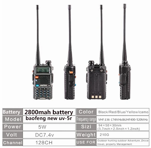 2021 Baofeng UV 5r walk talk 2800 мАч baufeng 5 Вт walkie talkie 10 км vhf uhf радиостанция Мобильная