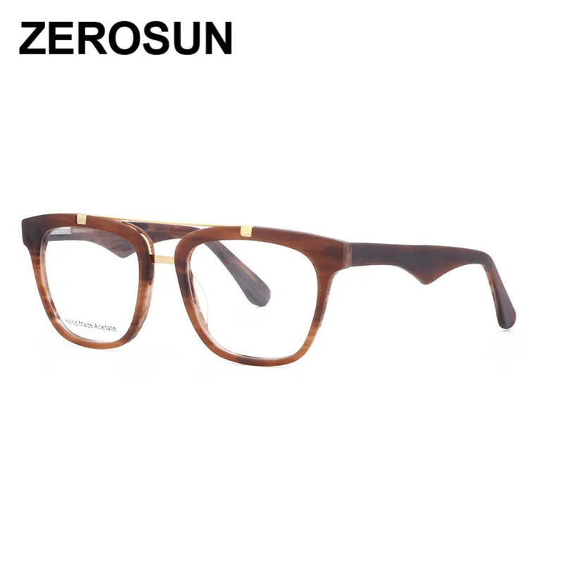 Zerosun, Ретро стиль, оправа для очков, для мужчин и женщин, двойной мост, очки для мужчин, деревянные зерна, модные очки, квадратные очки для близорукости