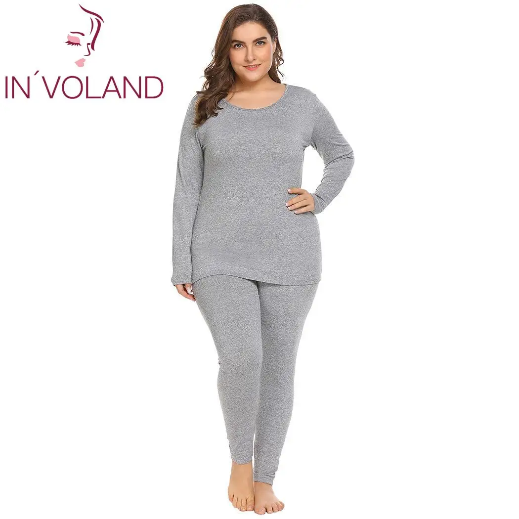 women's thermal underwear set top & bottom fleece lined