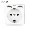 UNKAS B8 Modules DIY Free Combination EU / French 16A Wall Power Socket Dual USB Charger Port Hidden Soft LED Outlet ► Photo 2/6