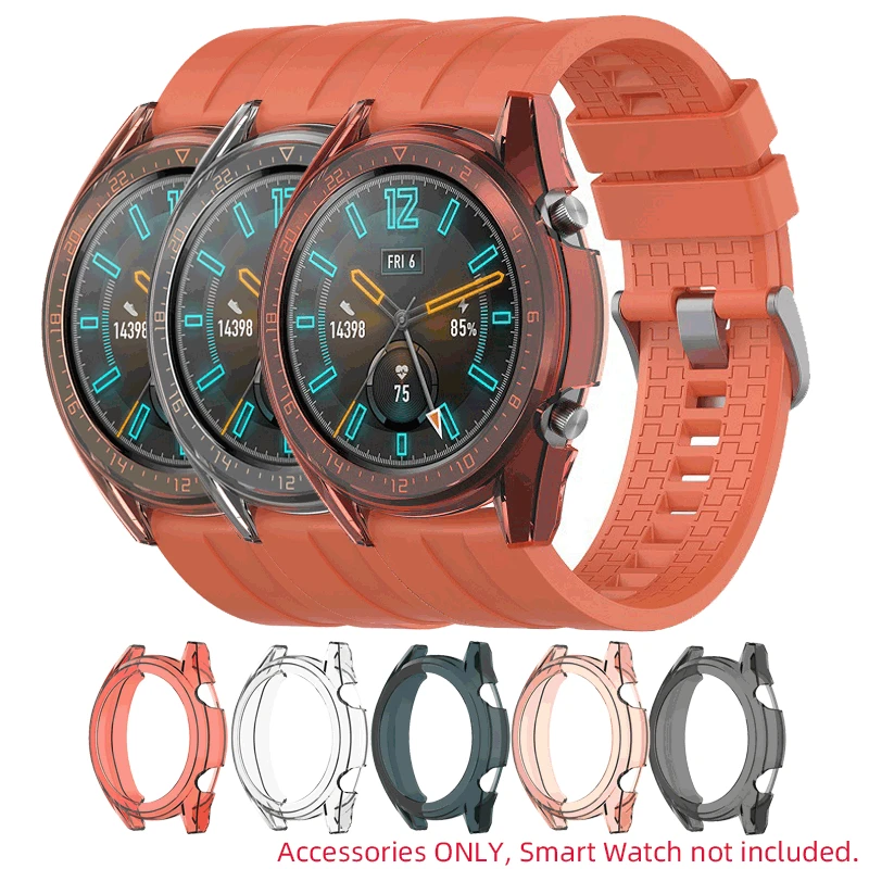

TPU Soft Case Shell Full Edge Frame Glass Screen Protector For Huawei GT 2 Active GT2 46mm Sport Watch Protective Bumper Cover