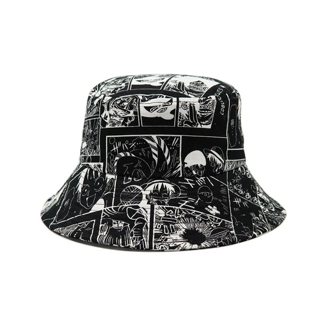 Summer Fisherman Hat Cartoon Figure Printed Bucket Hats For Women