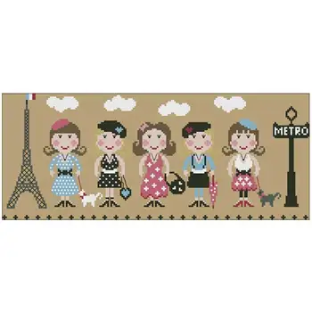 

Paris Lady cartoon patterns Counted Cross Stitch 11CT 14CT DIY Chinese Cross Stitch Kits Embroidery Needlework Sets home decor