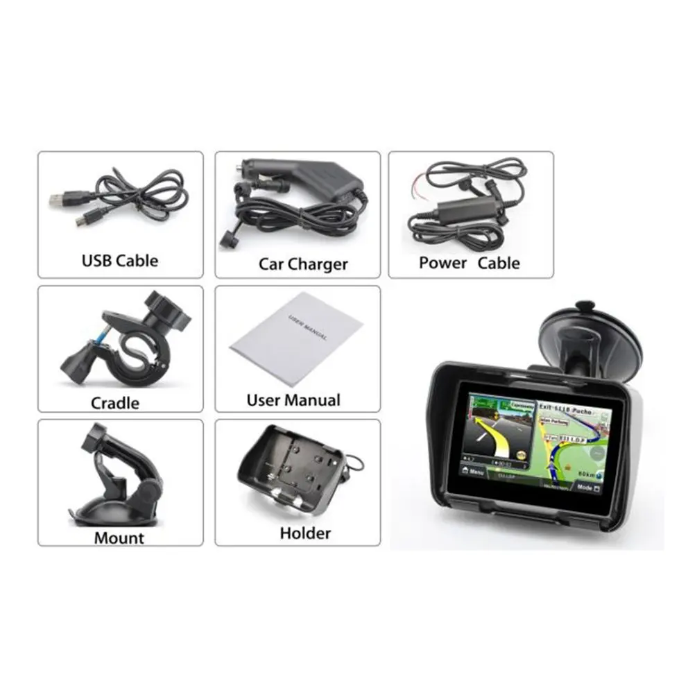 

4 type 256M Ram 8Gb Flash 4.3 Inch Moto Gps Navigator Waterproof Motorcycle Maps Touch Screen Bicycle Navigator