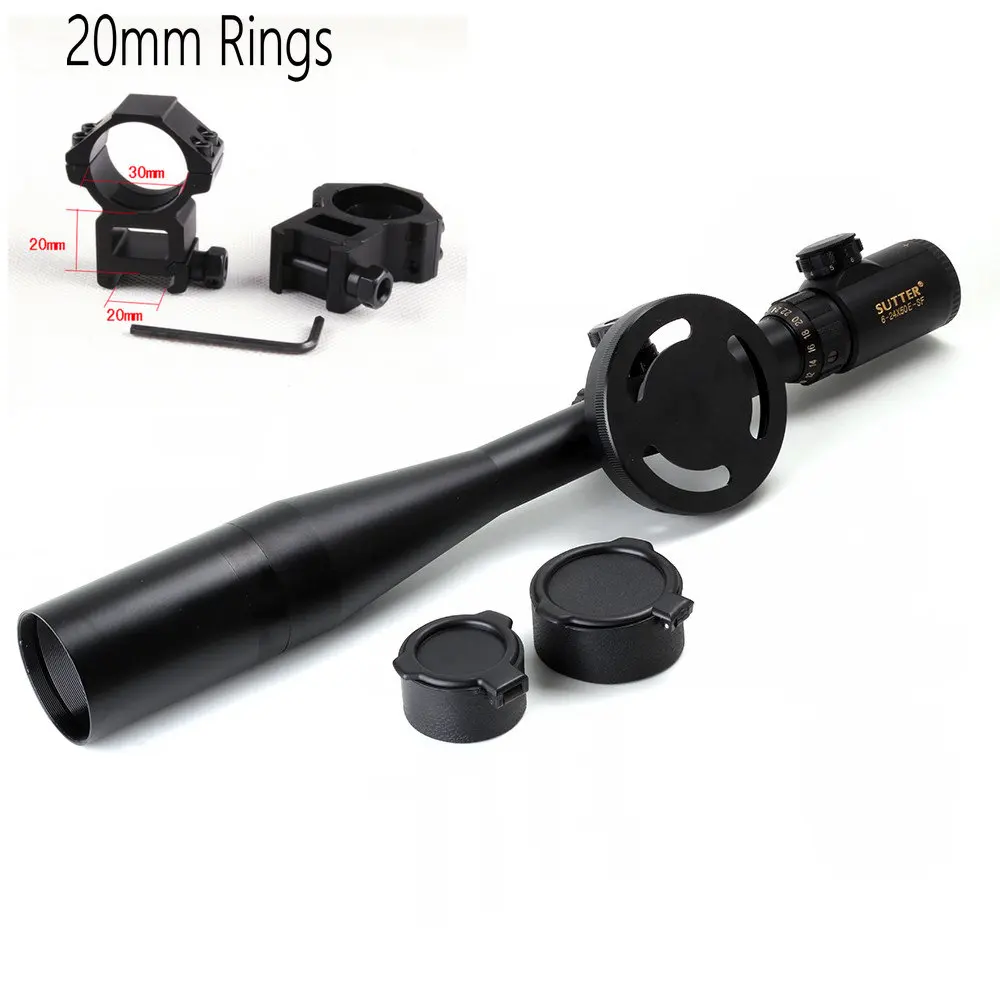 20mm Rings Тактический SUTTER 6-24X50E-SF красный прибор ночного видения для освещения большое ручное колесо с блокировкой саморезы - Color: 20mm Rings