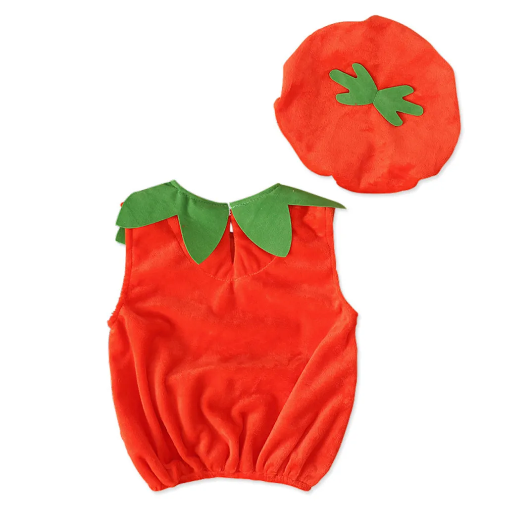 Toddler Infant Baby Boy Girl Cotton Pumpkin Vest Tops Hat Halloween Outfits Performance clothing Costume Set детская одежда