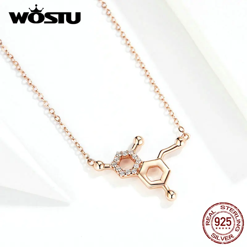 WOSTU,, модное 925 пробы Серебряное ожерелье с надписью Love dophamine, благородное золотое ожерелье для женщин, хорошее ювелирное изделие, BKN361