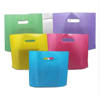 

50pcs Samll large Plastic Packaging Bag With Handle Shopping Bag For Birthday party Gift Package Small Gift packing Bag
