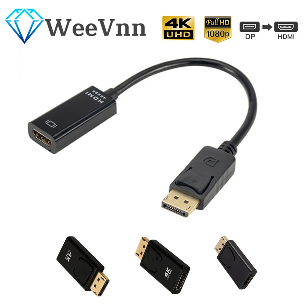 4K адаптер с портом дисплея на HDMI-совместимый преобразователь порта штекер DP