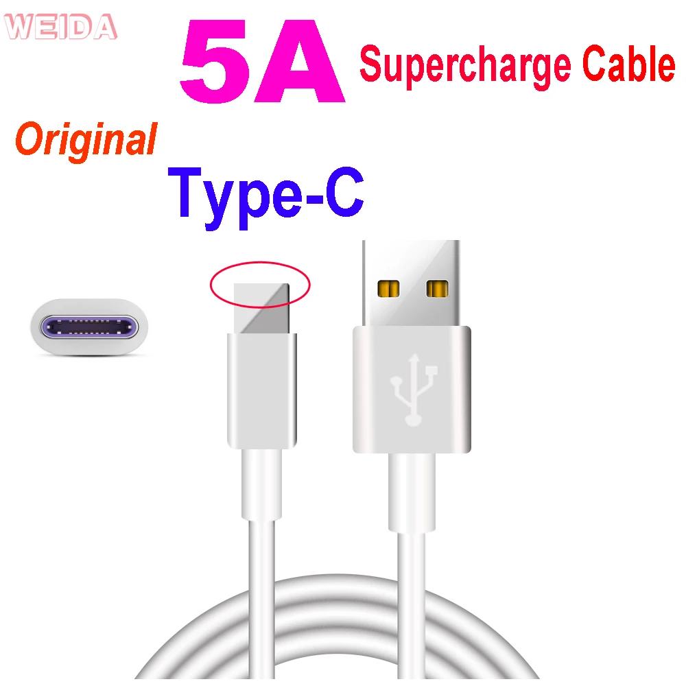 Original Huawei Super Charging Cable 5A USB Type C Cable for Huawei P40 P30 P20 Pro Mate9/10/20/30 Honor 20 V30 Xiaomi Mi 9 8