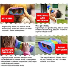 Kids Binoculars High Resolution With Neck Strap Perfect Outdoor Play Toy For Preschool Science Educational Learning Gift