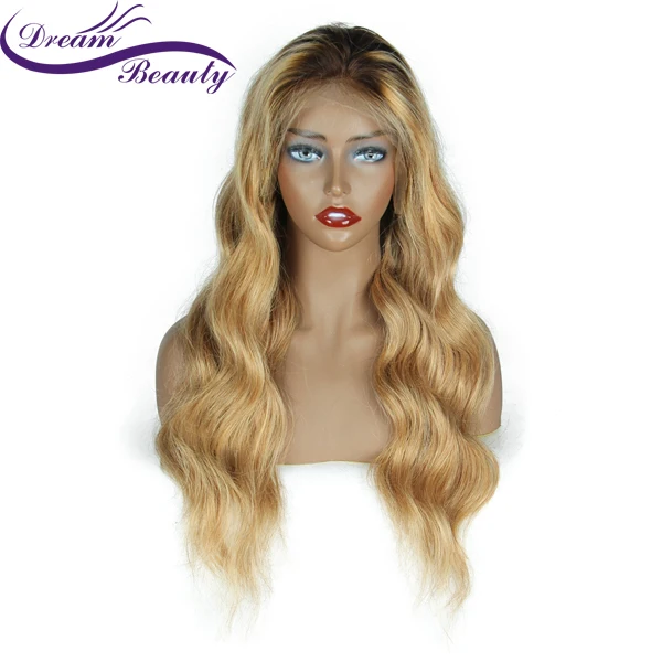 Dream beauty 13x6 кружевные передние 8-24 дюймов Remy omber#4/27 Цвет Средний рацион человеческие волосы парики 180% Плотность предварительно выщипанные волосы