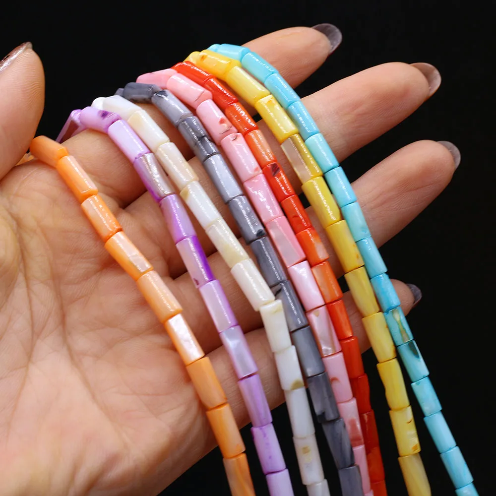 

Natural Freshwater Shell Beads Colorful long Cylindrical Loose Spacer Beads For Jewelry Making DIY Bracelet Necklace Accessories