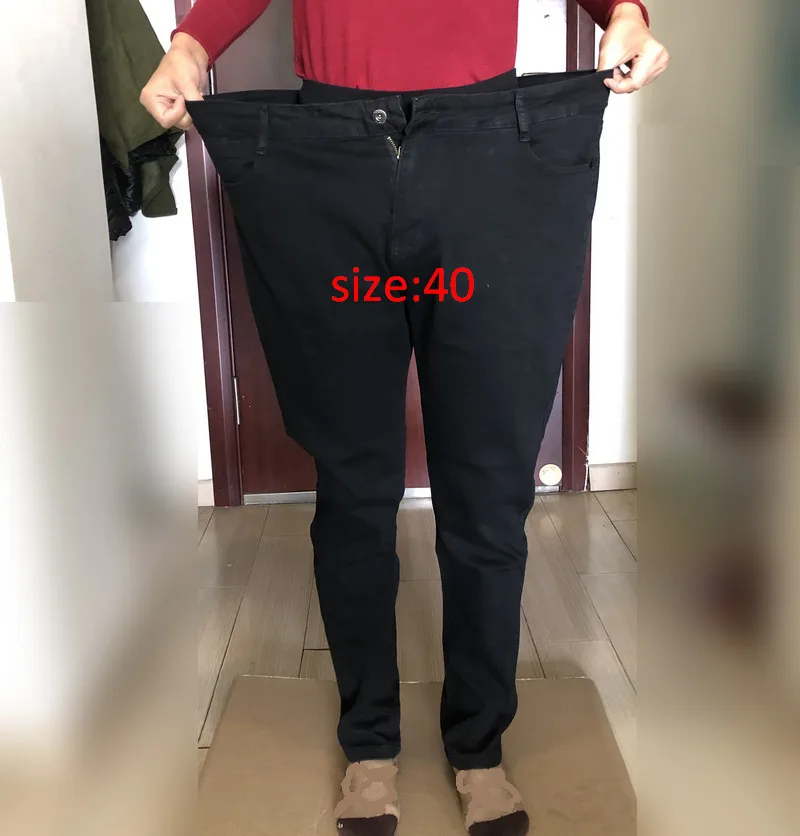 Женские модные джинсы размера плюс 5XL, джинсовые штаны с высокой талией для мальчиков, хорошо тянущиеся брюки, джинсы с эффектом пуш-ап ouc552