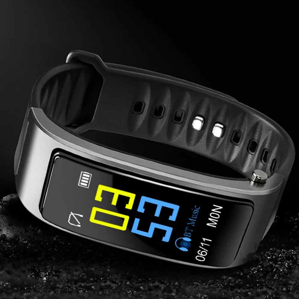 2 в 1 умный браслет с bluetooth-наушниками HeartRate Monitor водонепроницаемые часы JHP-лучший - Цвет: Gray