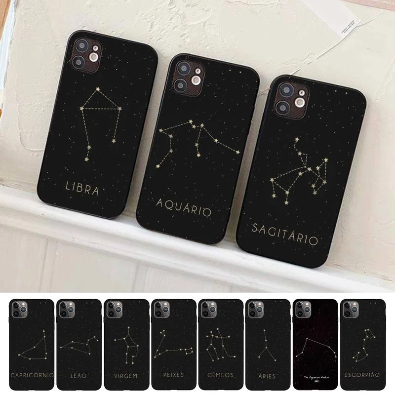 case iphone 13  12 constellations zodiac signs Phone Case for iphone 13 8 7 6S Plus X 5S SE 2020 XR 11 12 mini pro XS MAX case iphone 13 