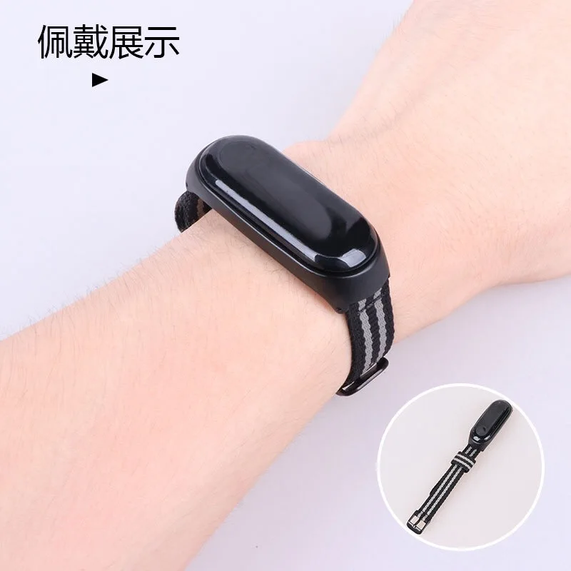 Mi Band 4 Strap Metal Case Bracelet Miband4 Black Nylon loop replaceable Bracelet for Xiaomi Mi band 3 Sports Wristband (23)