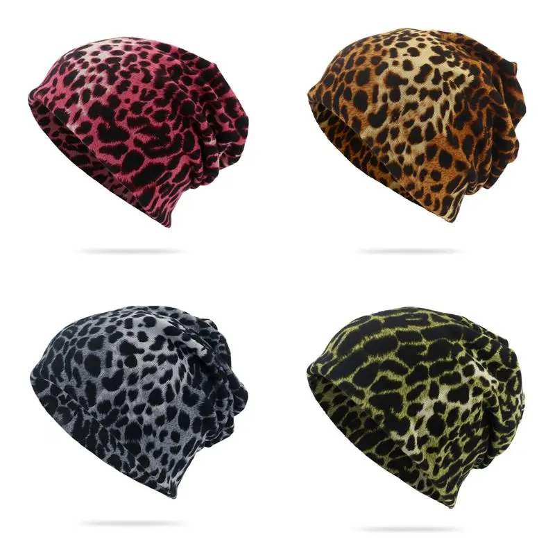 

NewFashion Women Autumn Spring Leopard Hat Cap Female Beanies Skullies Ladies Knitted Polyester Gorros Warm Wool Scarf For Girl