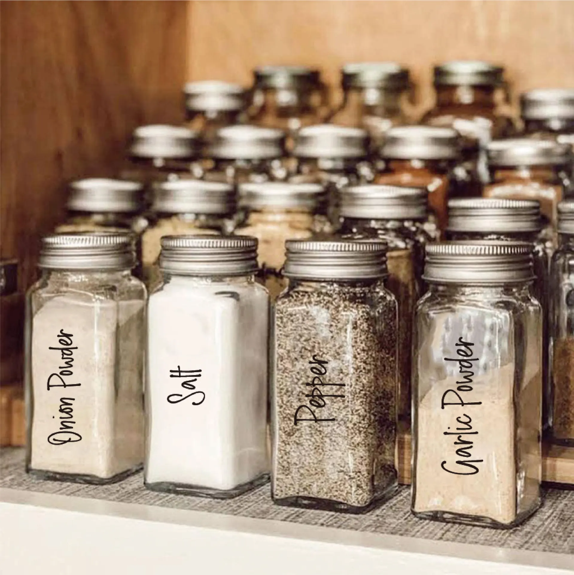 Transparent Spice Stickers Waterproof Black White Preprinted Pantry Stickers Self-Adhesive Jam Labels Stickers Seasoning