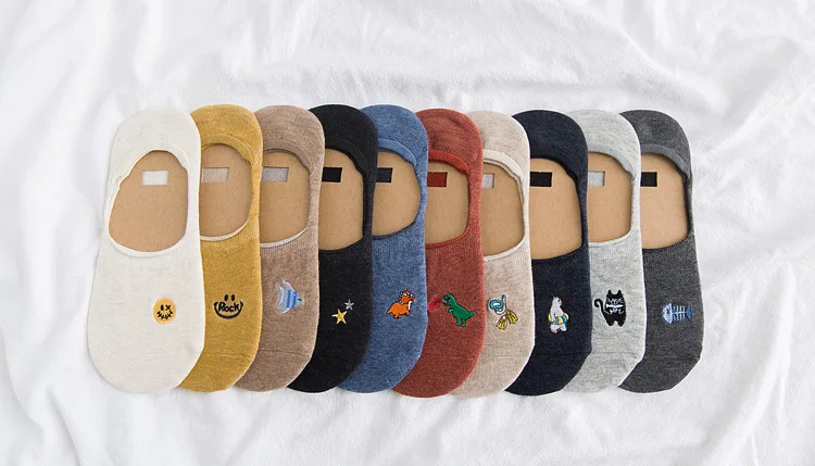 18 Spring And Summer New Products WOMEN'S Socks Cotton Cartoon Embroidered-Pack Combination WOMEN'S Low-cut Liners Socks Versati