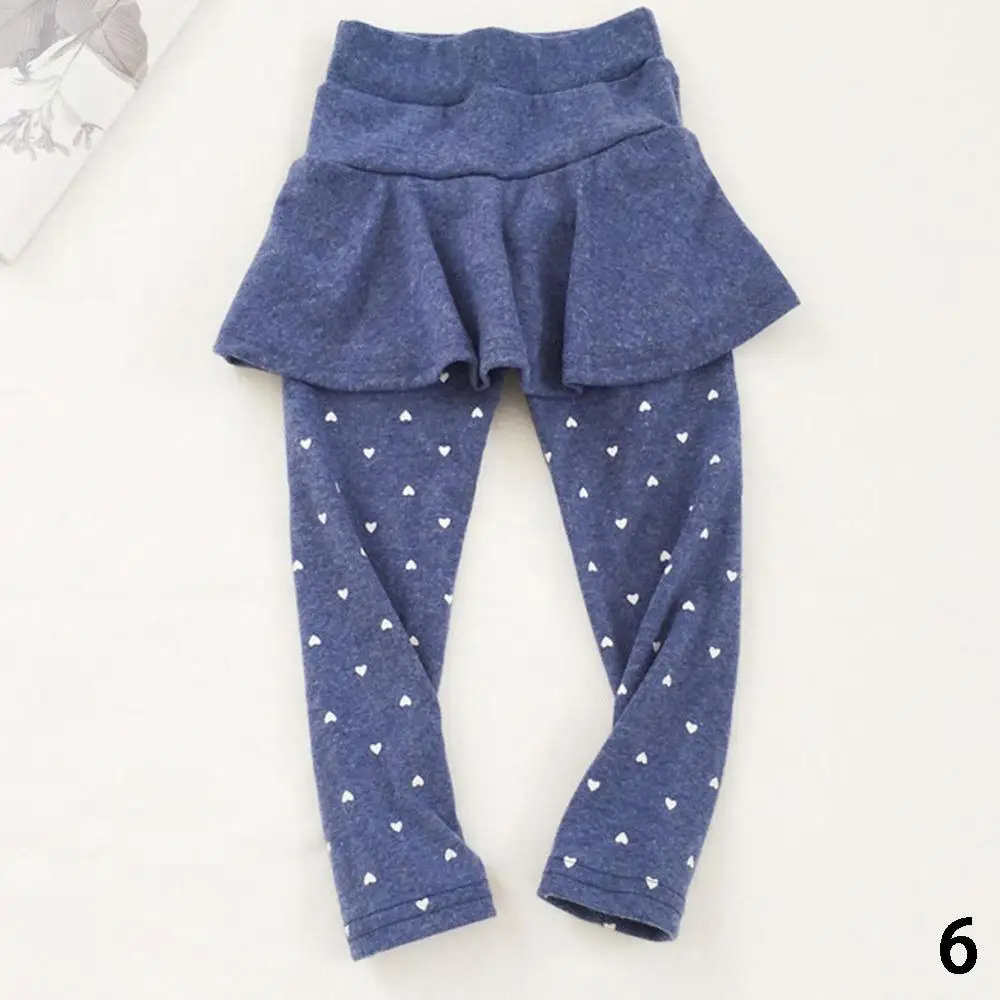 Denim Blue Детские хлопковые леггинсы на осень-зиму, юбка с принтом для девочек, штаны, узкие длинные штаны - Цвет: Denim Blue