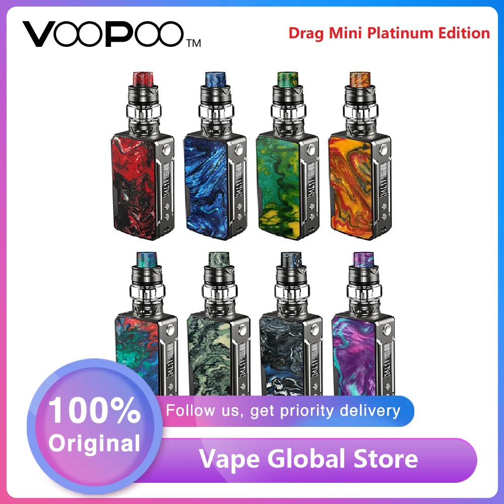 Новый оригинальный комплект VOOPOO Drag Mini Platinum 177 Вт TC с баком 5 мл Uforce T2 Subohm и катушкой