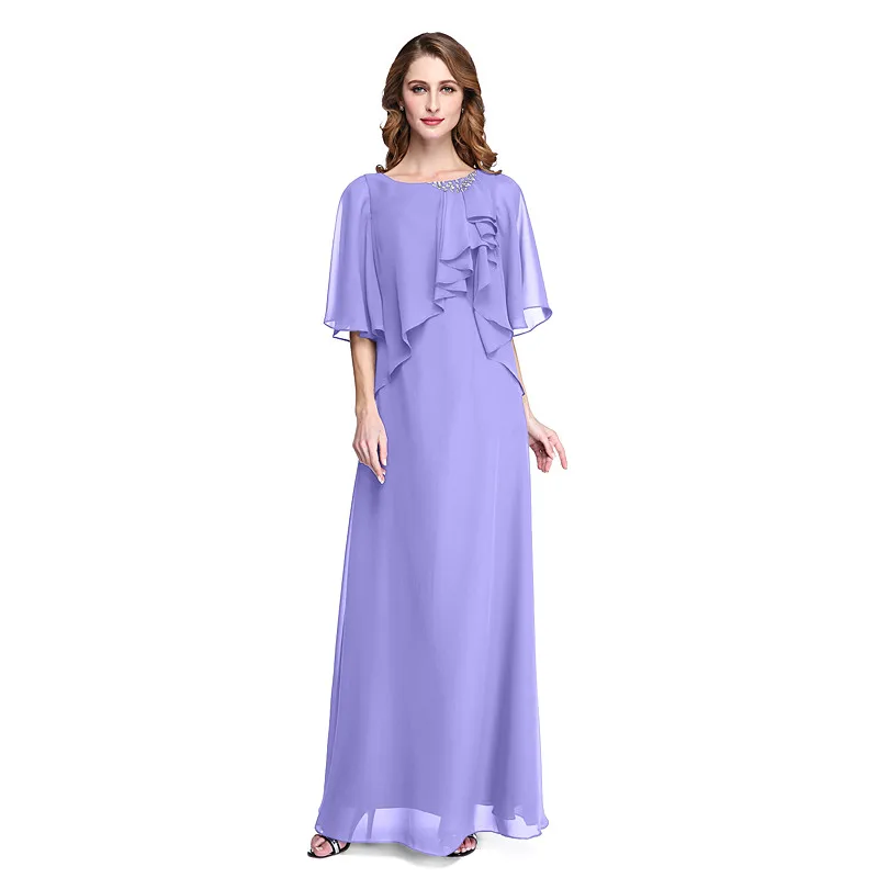 Lilac Длинные платья для матери невесты для свадьбы Длина до пола прямые оборки Свадебные праздничные платья Farsali Vestidos De Madrinha Новинка - Цвет: Lilac