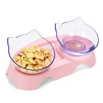 

Non-slip Cat Double Bowl Pet Food Water Feeder With Protection Raised Stand Cats Dogs Bowl Pet Supplies Feeding Tools