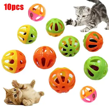 

10pcs Toys for Cats Ball with Bell Playing Chew Rattle Scratch Hollow Plastic Ball Interactive Pet Cat Training Toys Supplies