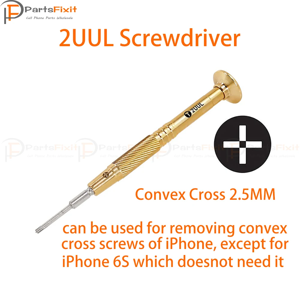2UUL латунная ручка Тяжелая отвертка для ремонта телефона - Цвет: Convex Cross 2.5MM