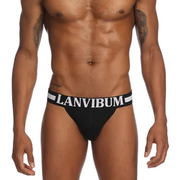 

LANVIBUM Brand Hot sell Sexy Men Underwear Thong Jockstrap Breathable Cotton Jock Strap Homme Slip LA604
