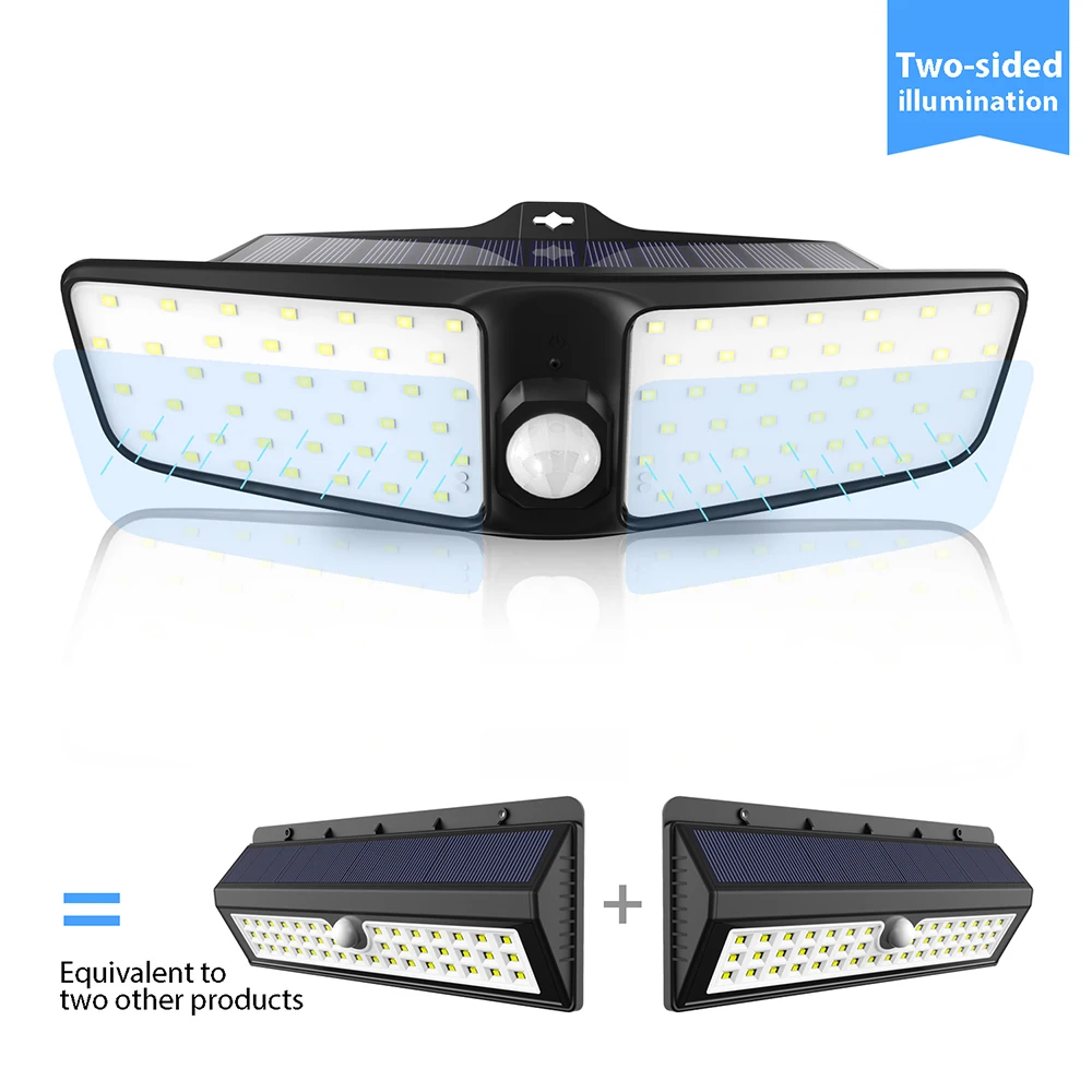 

80 LED Solar Light Double Head PIR Motion Sensor Solar Wall Lamp Flood Light Energy Saving For Outdoor Walls Eaves Porches