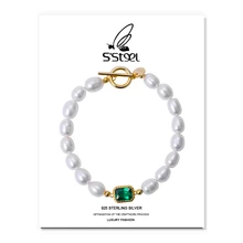 

S'STEEL Zircon Bracelets Gift For Women 925 Sterling Silver Luxury Pearl Gold Designer Personalited Bracelet Fine Jewellery