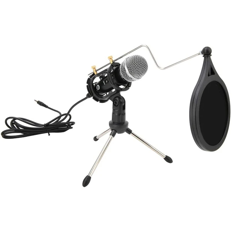Studio Microphone Condenser Recording &amp Broadcasting with Anti-Spray Net Tripod Stand for Singing Phone | Электроника