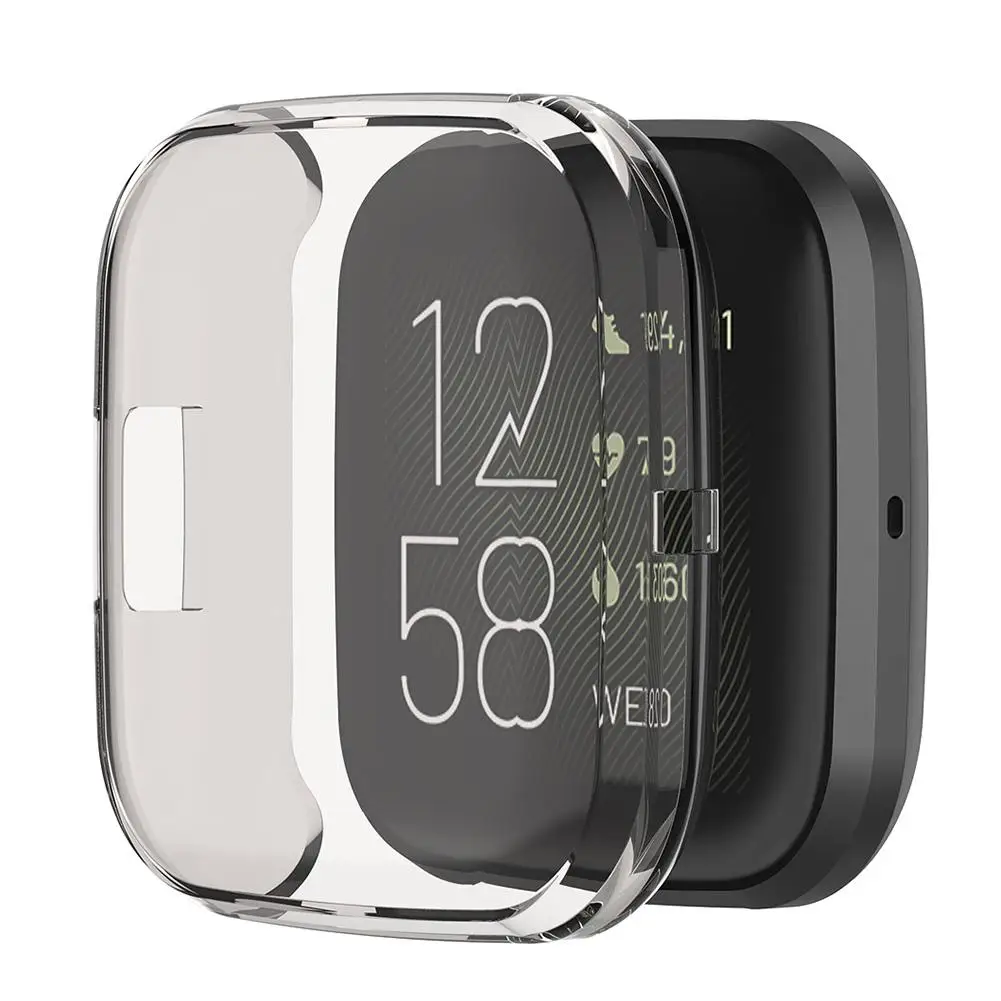 Ультра-тонкий мягкий, из ТПУ, защитный чехол для Fitbit Versa 2 Smart Watch полный охват защитный чехол Силиконовые серьги чехлы