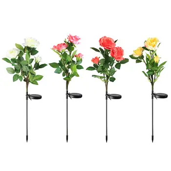 

Solar Lights For Garden Decoration LED Solar Simulation Rose Flower Light Waterproof Garden Landscape Lamp Outdoor Lawn Lamp