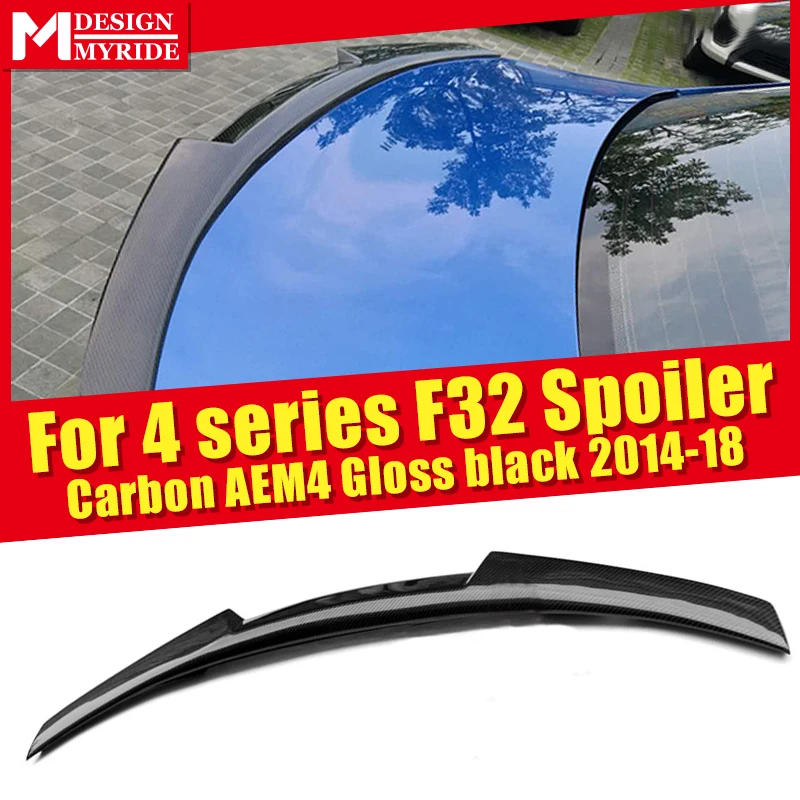 

For BMW 4-Series F32 Coupe Hard Top Trunk Spoiler Carbon Fiber High Kick M4 Style Gloss Black 420i 428i 430i 435 Spoiler 2014-18