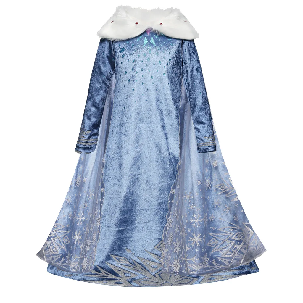 Костюм для малышей; рождественское платье для маленьких девочек; милые вечерние платья с принтом снежинки; платья принцессы для костюмированной вечеринки - Цвет: Синий