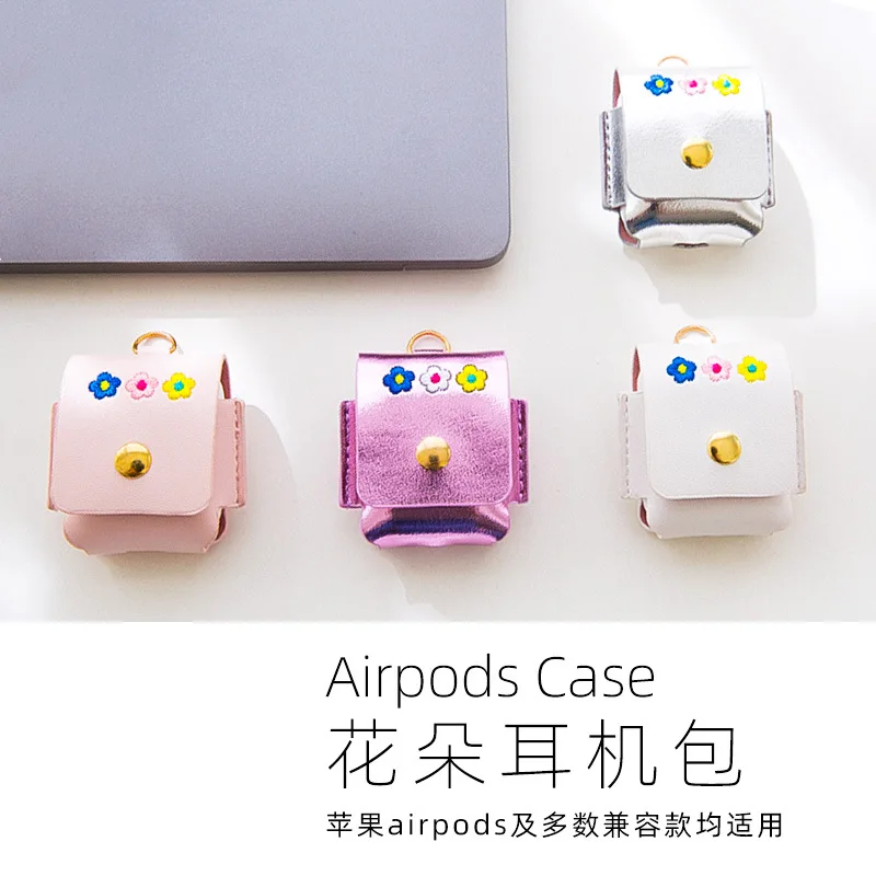 Bentoy Laser Airpods Earphone Case Girls Cute leather Hasp Earphone Package Small Coin Purse Function Women Airpods Bags