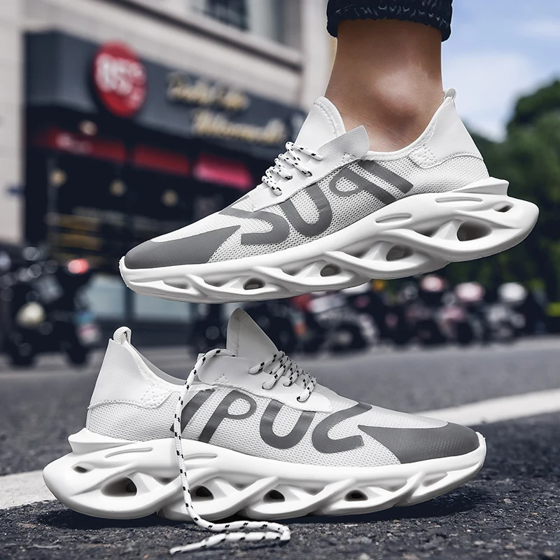 

men's sneakers shock absorption running shoes men lightweight breathable male casual shoes man lumious lace up footwear