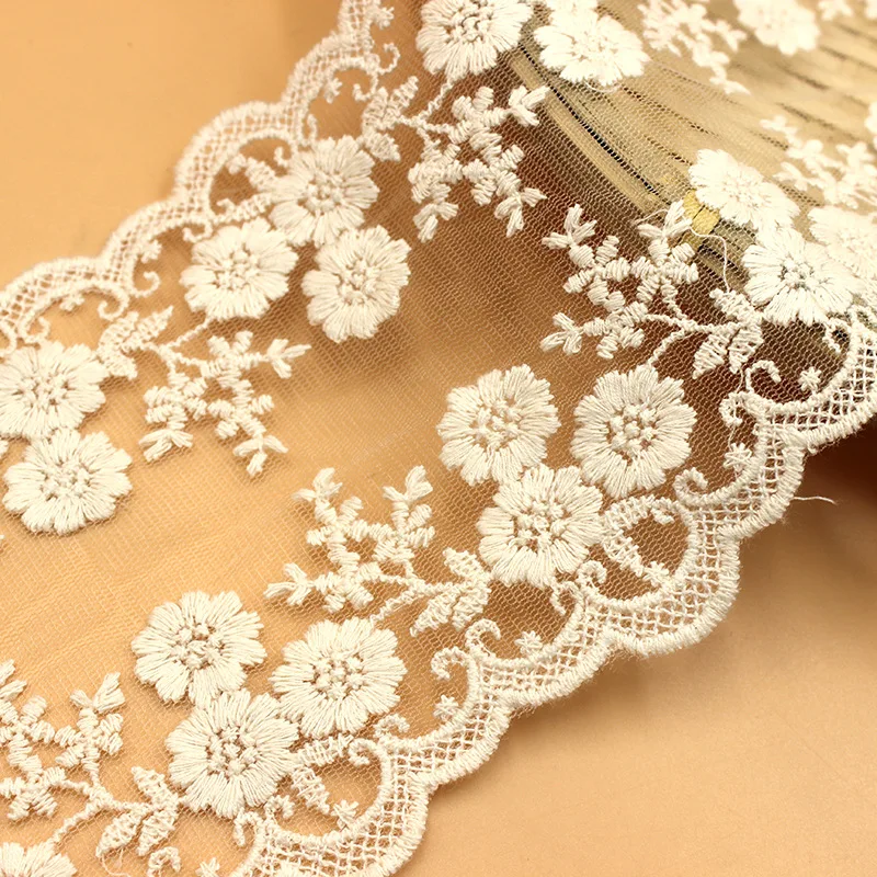 Lace Fabric 2yards/lot White Black Embroidered Gauze 12CM