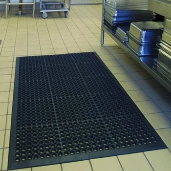 

Rubber Kitchen Mat Waterproof Industrial Multi-functional Drainage Rubber Non-slip Hexagonal Bar Kitchen Restaurant Warehouse