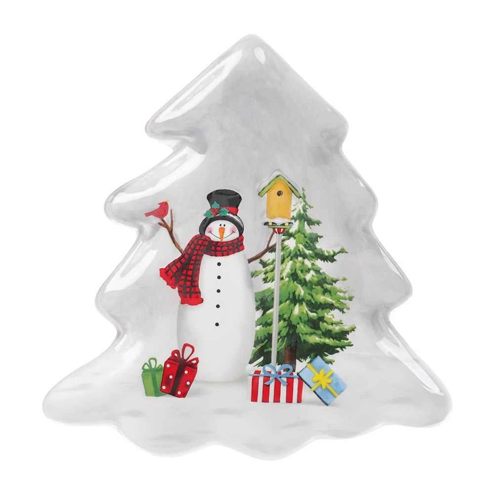 1pc Nordic Countryside Style Tray Christmas Tree Shaped Design Storage  Plate 買物