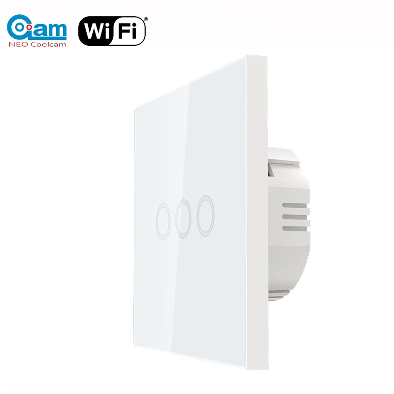 Coolcam Wi-Fi, 1/2/3Gang настенный светильник переключатель Стекло Панель сенсорный светодиодный светильник с переключатель для умного дома Поддержка Google Home Alexa и IFTTT - Цвет: WIFI 3CH Switch